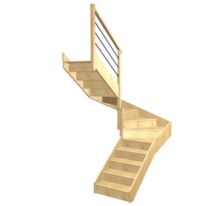 Escalier Faubourg double quart tournant intermédiaire rampe Régate tubes acier | LAPEYRE SERVICES