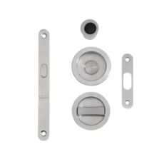 Poignée de porte ronde chromée, à condamnation, pour porte coulissante bois | LAPEYRE SERVICES