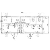 Module ou cabane avec sanitaire Hommes/Femmes, 5xWC, 2xUrinoirs, 4xLavabos | EUROPBOX 