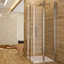 Paroi de douche avec porte pivotante et pliante pour pose en angle | Larenco