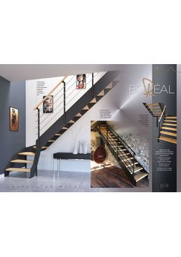 Escalier droit à limon latéraux | BOREAL