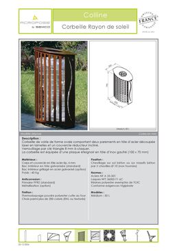 Corbeille de voirie | Corbeille Rayon de Soleil Médium 50 L en acier thermolaqué