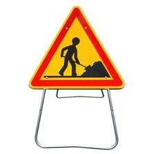 Panneau temporaire AK5 attention travailleur chantier
