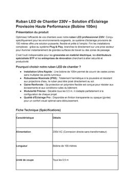 Ruban LED de chantier 230V | Éclairage provisoire professionnel en polymère renforcé