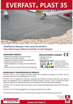 Plastifiant et réducteur d’eau norme CE EN 954-2 | EVERFAST PLAST 35