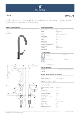 Mitigeur de cuisine bec carré tube haut  | Gusto