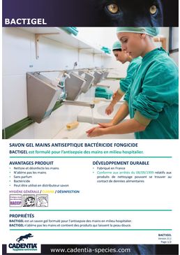 Savon gel mains antiseptique bactéricide fongicide | CADENTIA BACTIGEL