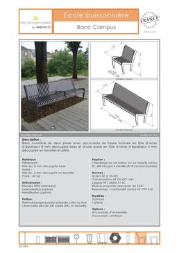 Banc urbain | Campus en acier thermolaqué
