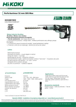Perfo-burineur 52 mm SDS MAX - 1500 W - 22 Joules – 11.5 Kg | DH52MEYWSZ