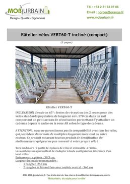 Range-vélo semi-vertical avec sécurisation vert 60° | RAVERT60