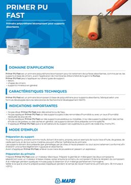 Primaire polyuréthane bicomposant  PRIMER PU FAST pour supports absorbants