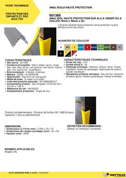 Protection d’angle sur alu à visser ou à coller 70 x 48 mm x 2 m | ANGL’ISOL HAUTE PROTECTION 