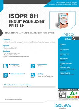 Enduit pour joint prise 8H | ISOPR 8H 