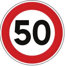 Panneau B14 de limitation de vitesse 50 km/h Ø650 mm