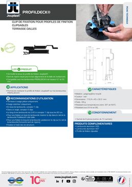 Clip de fixation PROFILDECK® pour profilés de finition clipsables