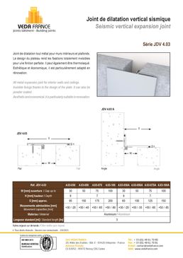 Joints de dilatation vertical sismique pour murs, façades et plafonds | JDV 4.03
