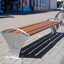 Banquette urbaine | Banquette Goélette en acier inoxydable et bois pour aménagement extérieur