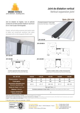 Joints de dilatation vertical  pour murs, façades et plafonds | JDV 4.06