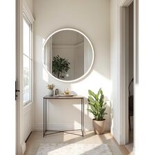 Miroir rond de salle de bain LED IP 44, premium, avec ou sans cadre | AURA