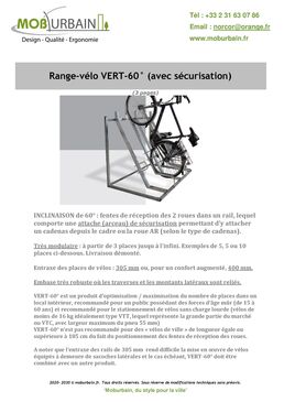 Range-vélo semi-vertical avec sécurisation vert 60° | RAVERT60