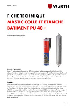 Mastic polyuréthane polyvalent pour travaux de collage et réalisation de joints d'étanchéité | PU 40 + - Art. N° 0892211