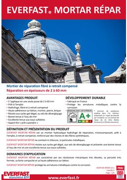 Mortier fibré pour réparation de 2 à 60 mm | EVERFAST MORTAR RÉPAR