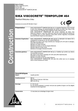 Régulateur de rhéologie pour béton prêt à l'emploi | Sika ViscoCrete TempoFlow 464