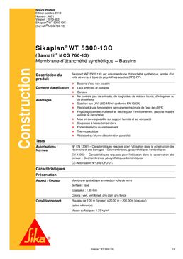 Membrane d'étanchéité pour étangs de baignade et bassins | Sikaplan WT 5300-13C