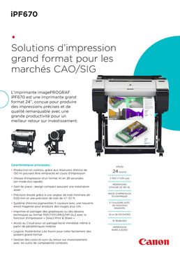 Solutions d'impression grand format 24''(A1) pour les marchés CAO/SIG | Canon imagePROGRAF iPF670