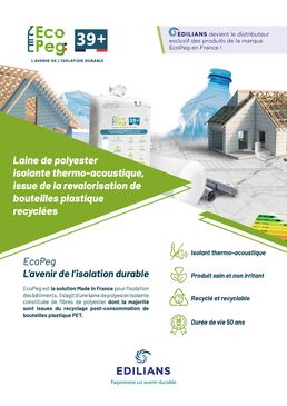 Laine isolante thermo acoustique en polyester recyclé | EcoPeg 39+