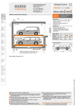 Parkings semi-automatiques pour stockage de 3 à 29 véhicules adjacents et superposés | T 6100/ 6200/ 6300