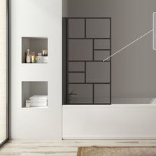 Pare baignoire relevable en verre 5 mm, motif sérigraphié | CUBE