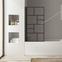 Pare baignoire relevable en verre 5 mm, motif sérigraphié | CUBE