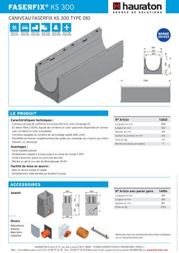 Caniveau de 36 cm de largeur pour zones à trafic lourd | Faserfix KS300