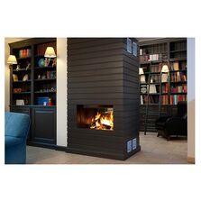 Cheminée bois double face horizontale avec vitre escamotable et intérieur en acier ou en fonte | Luna Diamond Bois 850DH 