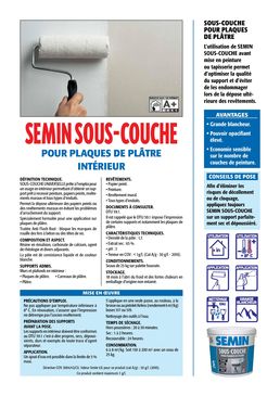 Sous couche de résine en émulsion pour plaques de plâtre en intérieur | SEMIN SOUS-COUCHE