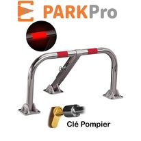 Barrière de parking rabattable PARKPRO en tube acier zingué avec serrure pompier | BP50CYP