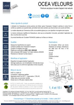 Peinture acrylique murale Mat velouté légèrement arrondi | OCEA VELOURS