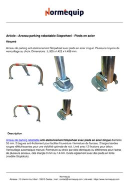 Arceau parking rabattable Stopwheel - Pieds en acier