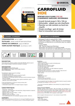 Mortier-colle C2 FG fluide amélioré à prise rapide | CARROFLUID HDE