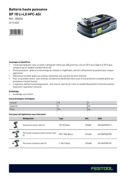 Batterie haute puissance | BP 18 Li 4,0 HPC-ASI