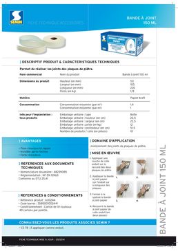 Bande à joint papier pour jointoiement des plaques de plâtre 150ml