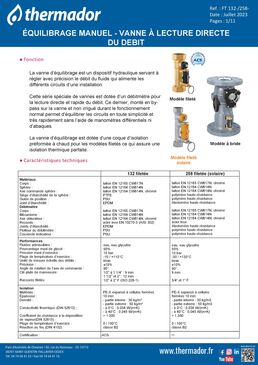 Vanne d'équilibrage avec débitmètre pour systèmes sanitaires, de chauffage et de climatisation | Vanne 132 - 258