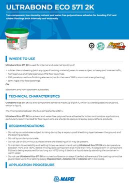 Adhésif polyuréthane bicomposant | ULTRABOND ECO 571 2K pour revêtements de sol PVC et caoutchouc