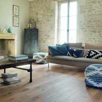 Parquet contrecollé monolame large en chêne vieilli clair | Origine Sable