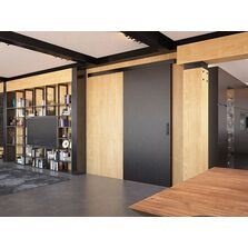 Système coulissant haut de gamme avec bandeau aluminium peint en noir | SAF-Black