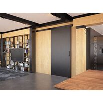 Système coulissant haut de gamme avec bandeau aluminium peint en noir | SAF-Black