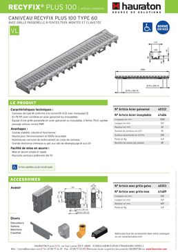 Caniveau en PE-PP de 10 cm de largeur intérieure pour zones industrielles | Recyfix Plus 100