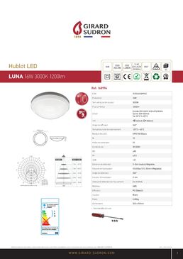 Plafonnier LED Ø300x90 16 W 3 000 k 1 200 lm 160° avec détecteur de présence | Luna 