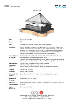 Fenêtre de toit pour toiture plate | GV Pyramide électrique avec charnières